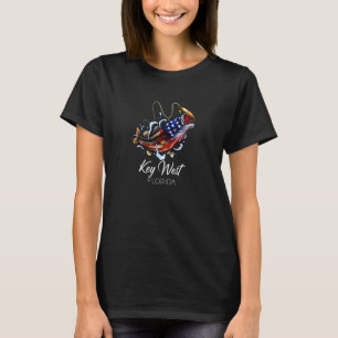 Key West Florida American Flag Bass Fish Fishing T-Shirt