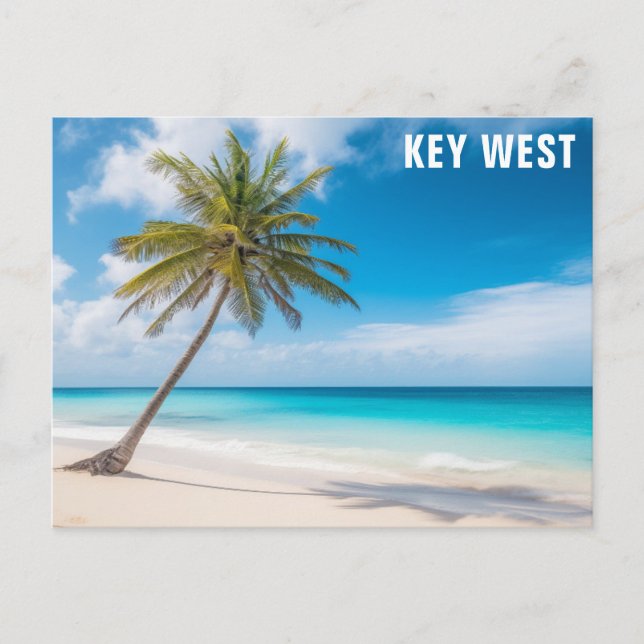 Key West Florida Beach Ocean Palm Tree Travel Postcard (Front)