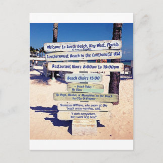 key west florida beach sign postcard
