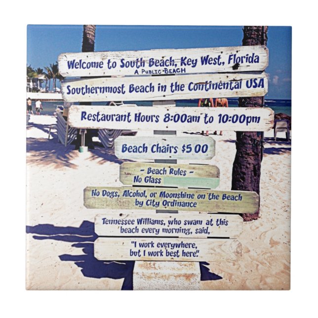 key west florida beach sign tile (Front)