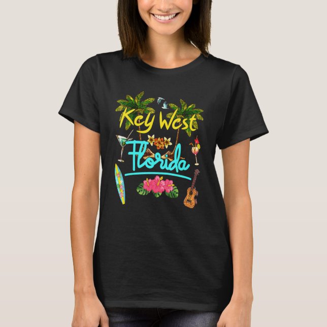 Key West Florida Beach Summer Palm Surf Sun Set Pa T-Shirt (Front)