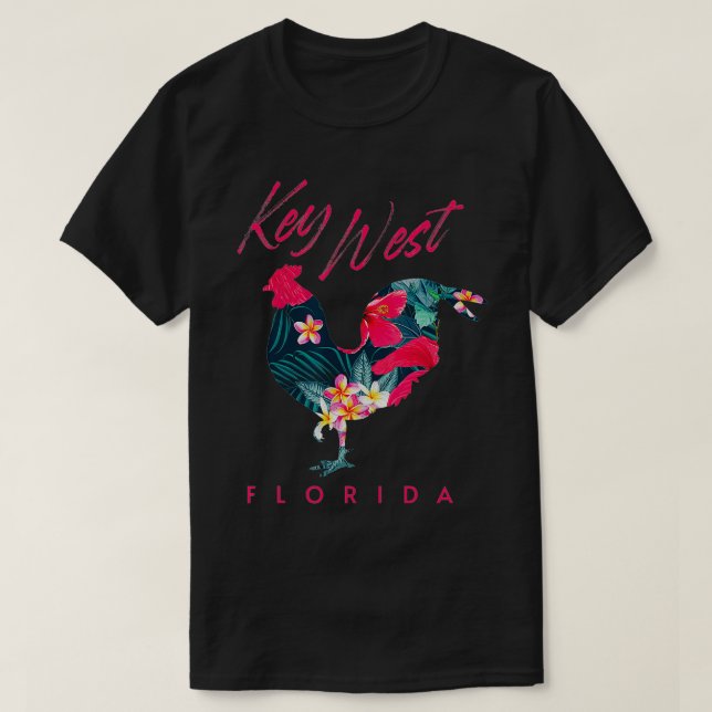 Key West Florida Chicken Lover Flower Hibiscus Sou T-Shirt (Design Front)
