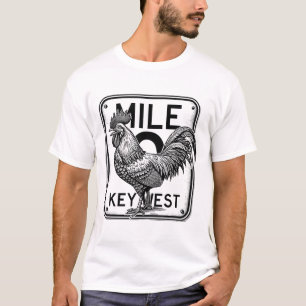 Key West Florida Chicken Retro Mile 0 Rooster Mile T-Shirt