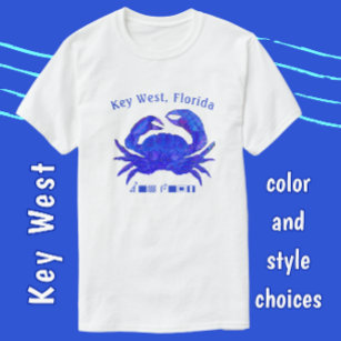 Key West Florida Colourful Ocean Blue Crab T-Shirt