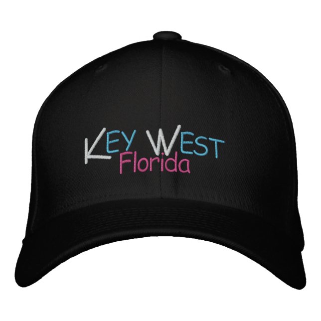 Key West Florida Coral Colours Embroidered Hat (Front)