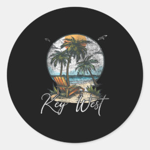 Key West Florida Fl Palm Trees Classic Round Sticker