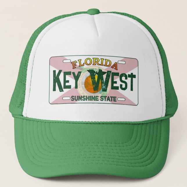 Key West Florida flag license plate hat (Front)