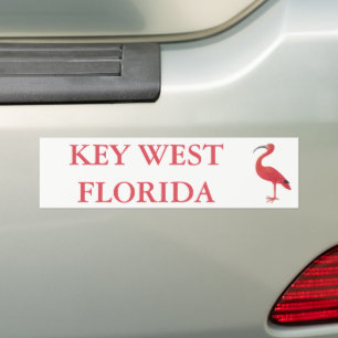 KEY WEST FLORIDA Flamingo Bumper Sticker
