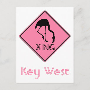 Key West Florida Flamingo Crossing Sign Postcard
