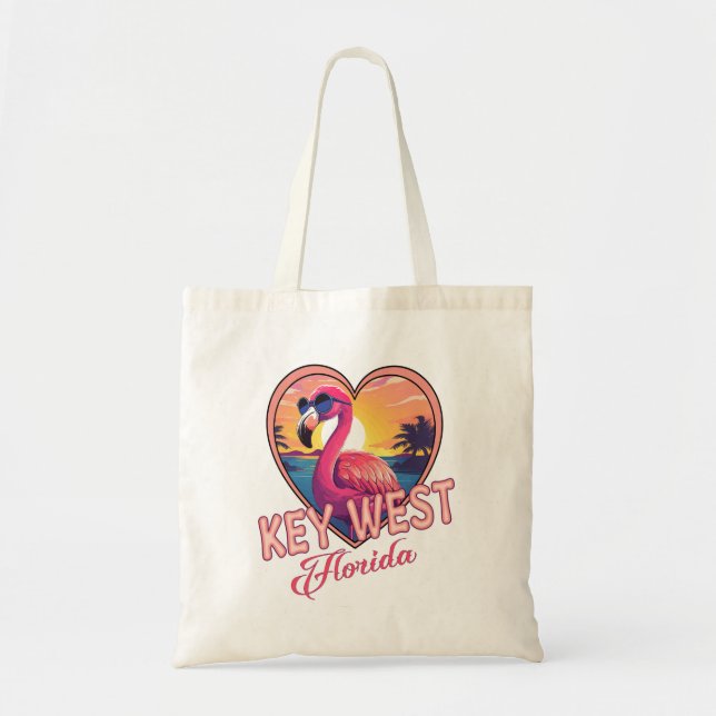 Key West Florida Flamingo Tote Bag (Front)