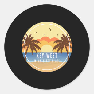 Key West Florida Is My Happy Place Fun Beach Vacat Classic Round Sticker