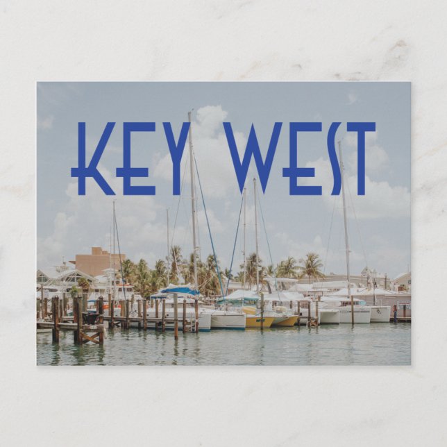 Key West Florida marina photo with boats Postcard (Front)