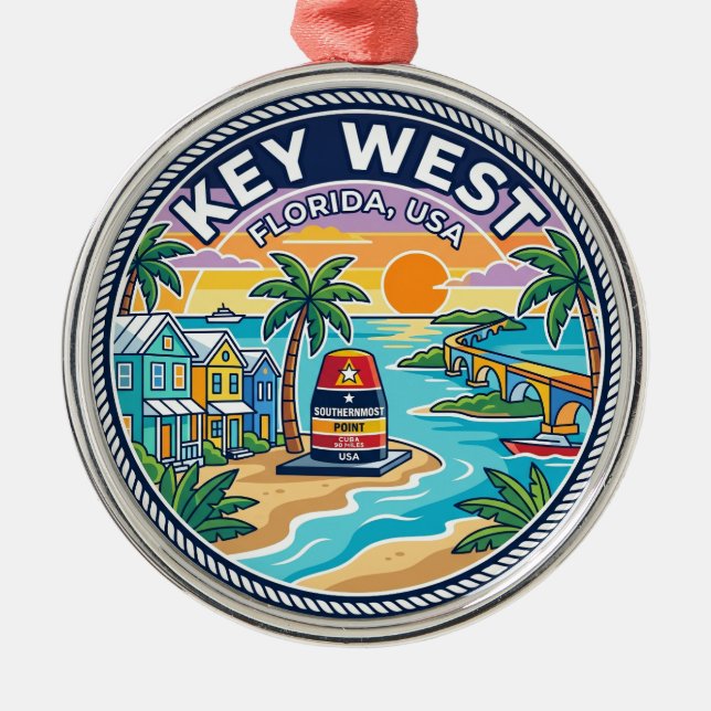 Key West Florida Metal Tree Decoration (Front)