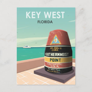 Key West Florida Mile Zero Vintage Travel Postcard