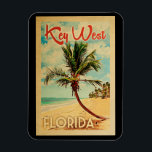 Key West Florida Palm Tree Beach Vintage Travel Magnet<br><div class="desc">Key West Florida design in Vintage Travel style featuring a palm tree on the beach with ocean and sky.</div>