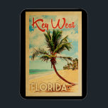 Key West Florida Palm Tree Beach Vintage Travel Magnet<br><div class="desc">Key West Florida design in Vintage Travel style featuring a palm tree on the beach with ocean and sky.</div>