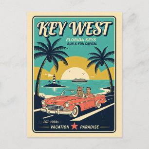 Key West, Florida Retro 1950s Travel Style  Postcard