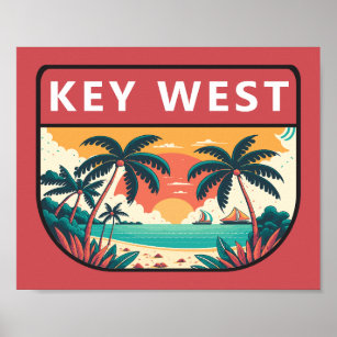 Key West Florida Retro Emblem Poster
