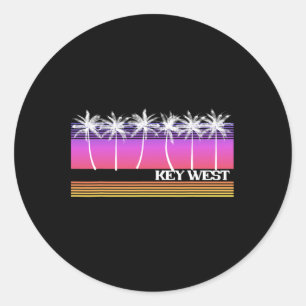 Key West Florida Retro Style Vintage Beach Sunset  Classic Round Sticker