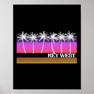Key West Florida Retro Style Vintage Beach Sunset Poster