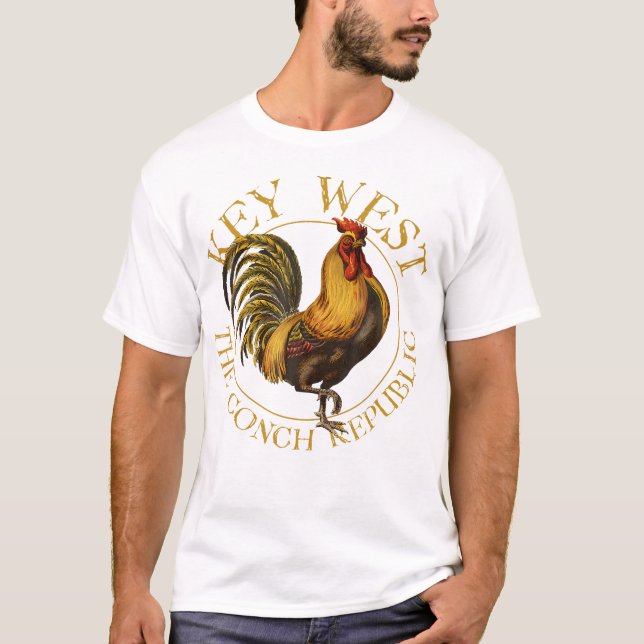 Key West Florida Rooster Design Souvenir T-Shirt (Front)