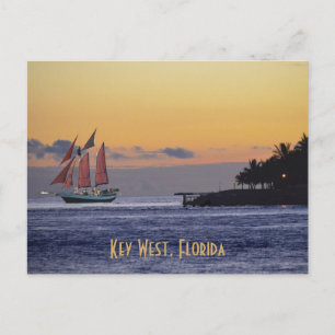 Key West Florida Sailboat After Sunset Postcard