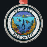 Key West Florida Scuba Retro Emblem Metal Tree Decoration<br><div class="desc">Key West vector art design. Key West,  a U.S. island city,  is part of the Florida Keys archipelago.</div>