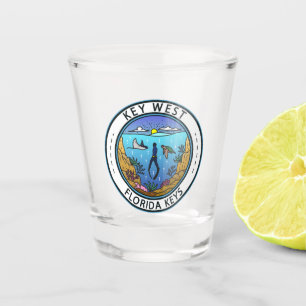 Key West Florida Scuba Retro Emblem Shot Glass