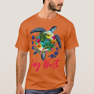Key West Florida Sea Turtle  Hibiscus Summer Vacat T-Shirt