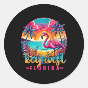 Key West Florida Shirt Flamingo Tropical Beach Vac Classic Round Sticker