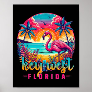 Key West Florida Shirt Flamingo Tropical Beach Vac Poster
