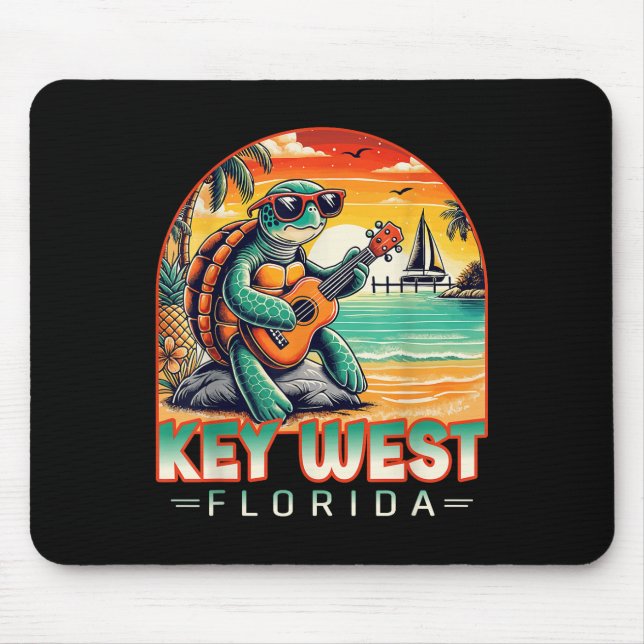 Key West Florida Shirt Turtle Tropical Beach Vacat Mouse Mat (Front)