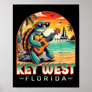 Key West Florida Shirt Turtle Tropical Beach Vacat Poster