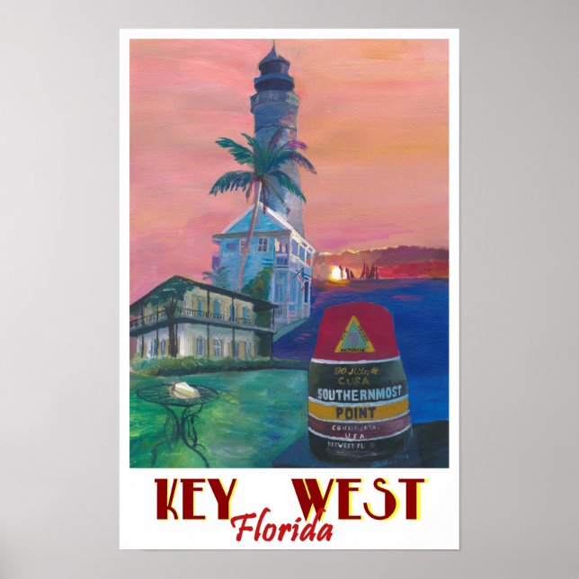 Key West Florida Southernmost Dreams Travel Poster (Front)