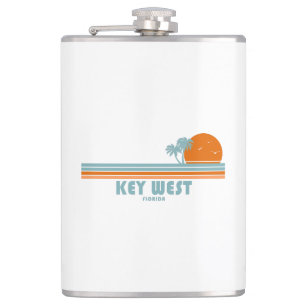 Key West Florida Sun Palm Trees Hip Flask