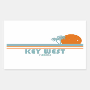 Key West Florida Sun Palm Trees Rectangular Sticker