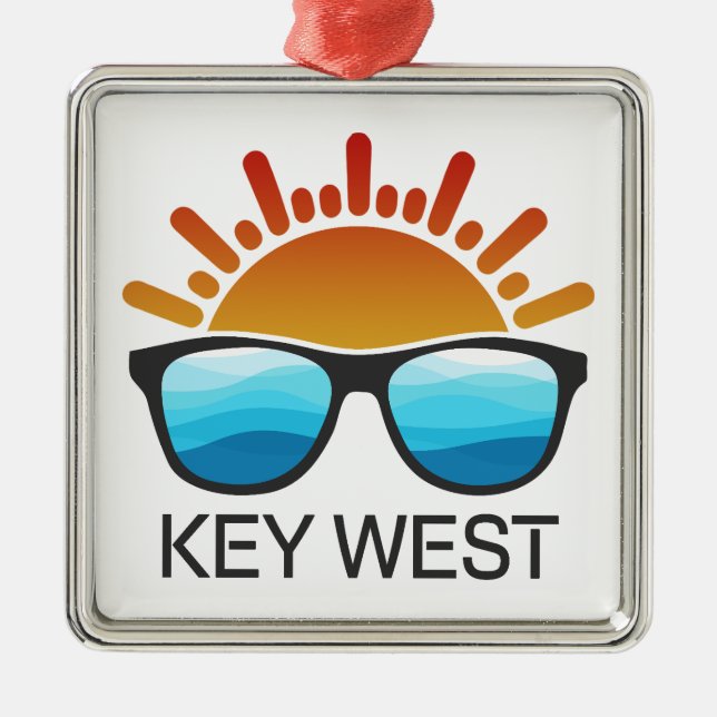 Key West Florida Sunglasses Metal Tree Decoration (Front)