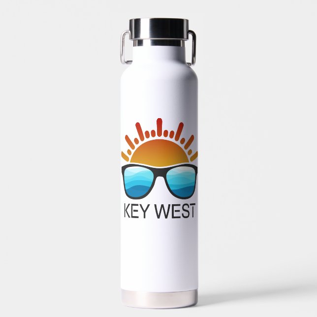 Key West Florida Sunglasses Water Bottle (Front)