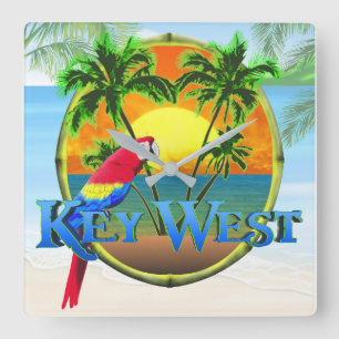 Key West Florida Sunset Square Wall Clock
