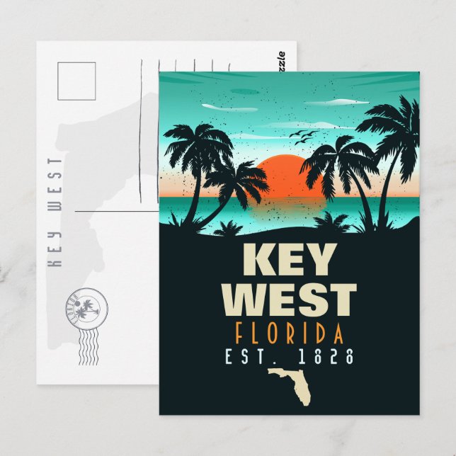 key west Florida Sunset Vacation Souvenirs 80s Postcard (Front/Back)