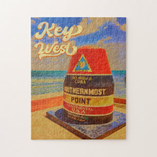 key west Florida Sunset Vacation Souvenirs Vintage Jigsaw Puzzle