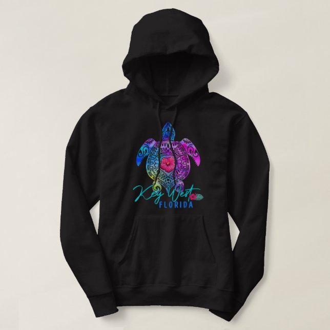 Key West Florida Tie Dye Sea Turtle Vacation 2022  Hoodie (Design Front)
