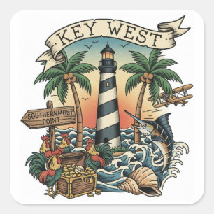 Key West Florida Travel Square Sticker