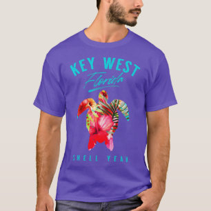 Key West Florida Tropical Hibiscus Flowers Sea Tur T-Shirt