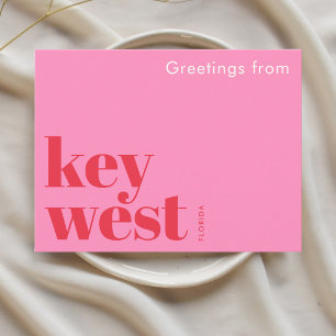 Key West Florida typographic pink Postcard
