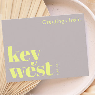 Key West Florida typographic yellow  Postcard