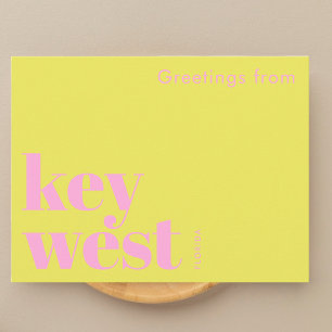 Key West Florida typographic yellow  Postcard