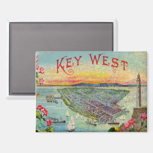 Key West Florida Unique Vintage Illustration Magnet