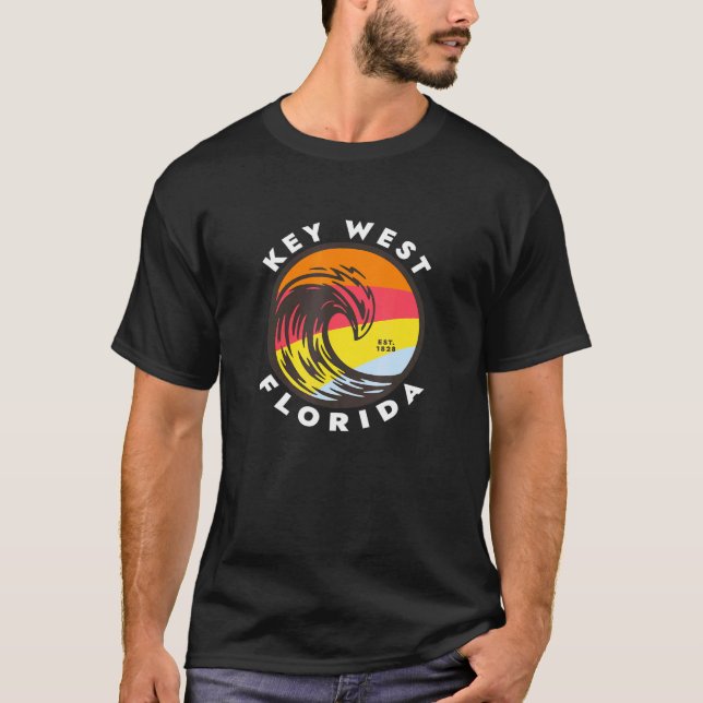 Key West Florida Vacation Souvenir Colourful Ocean T-Shirt (Front)
