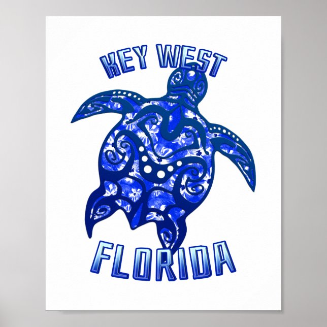 Key West Florida Vacation Tribal Turtle Poster (Front)
